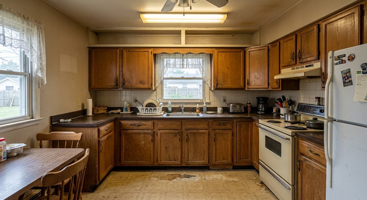 Before — Traditional Kitchen Remodel in Somers Point, NJ in Somers Point, Atlantic County, NJ: original condition before Synergy Property Development's work