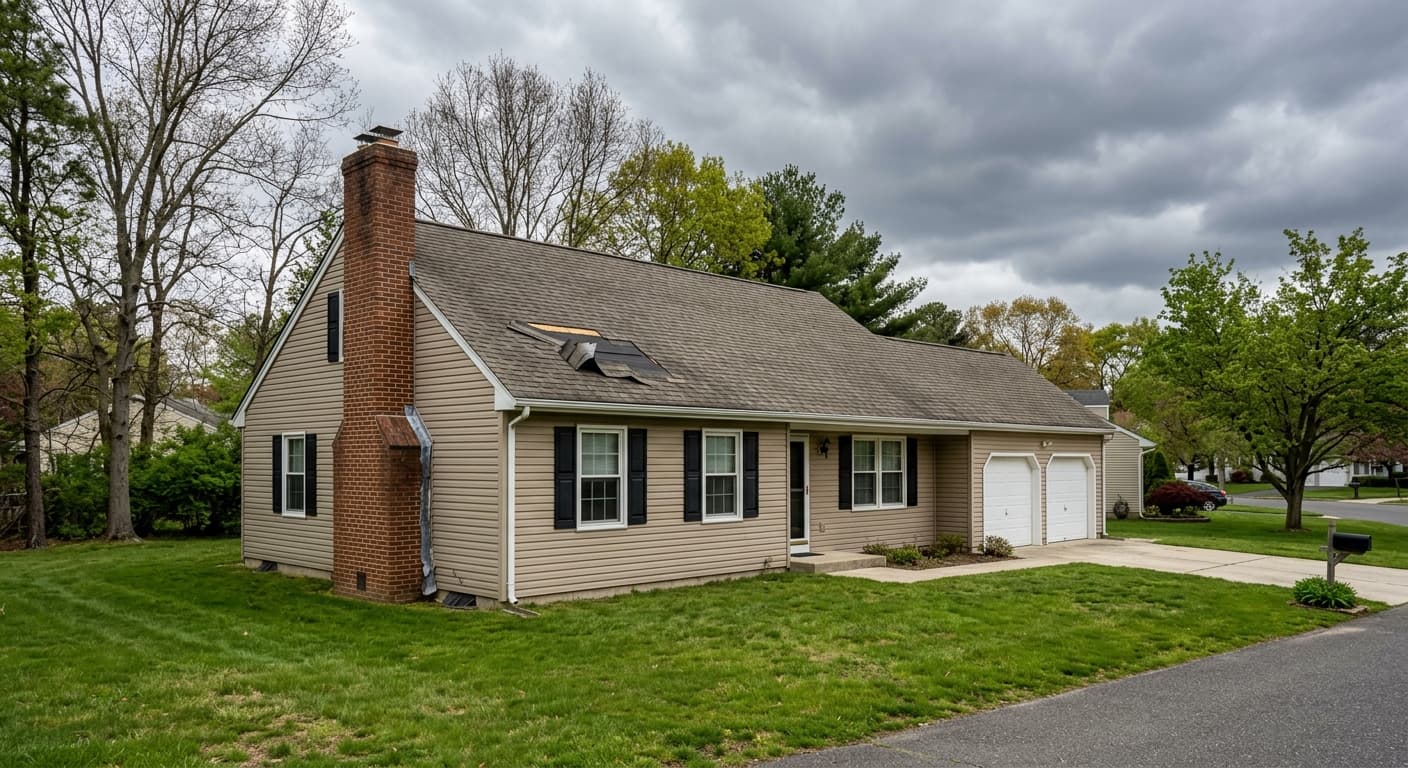 Before — Storm Damage Roof Repair in Egg Harbor Township, NJ in Egg Harbor Township, Atlantic County, NJ: original condition before Synergy Property Development's work